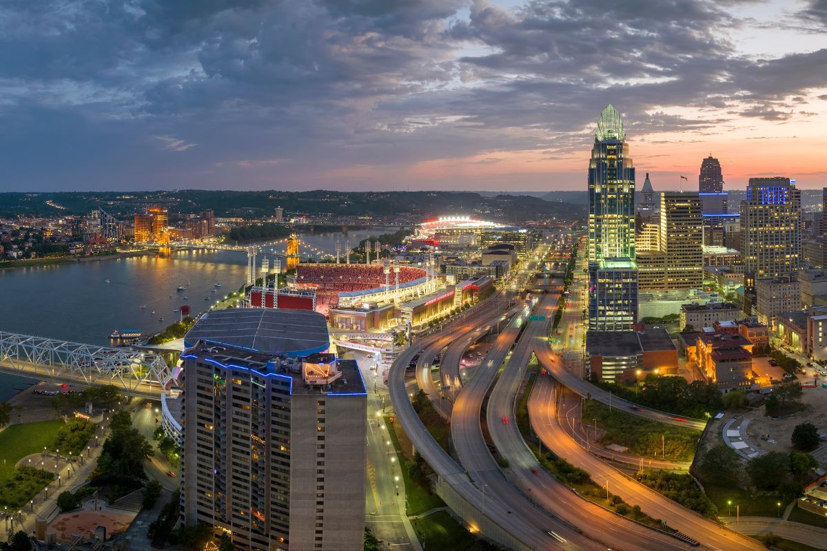 A photo of the Cincinnati Ohio skyline after moving to the city from Pennsylvania 